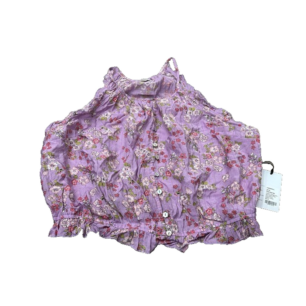 NWT Unique Vintage Womens Weaver Halter Blouse Striped Floral Purple Size 2X/18